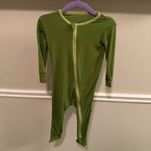 Kickee Pants Bamboo Sleeper 9-12M Olive Zip Pajamas Soft